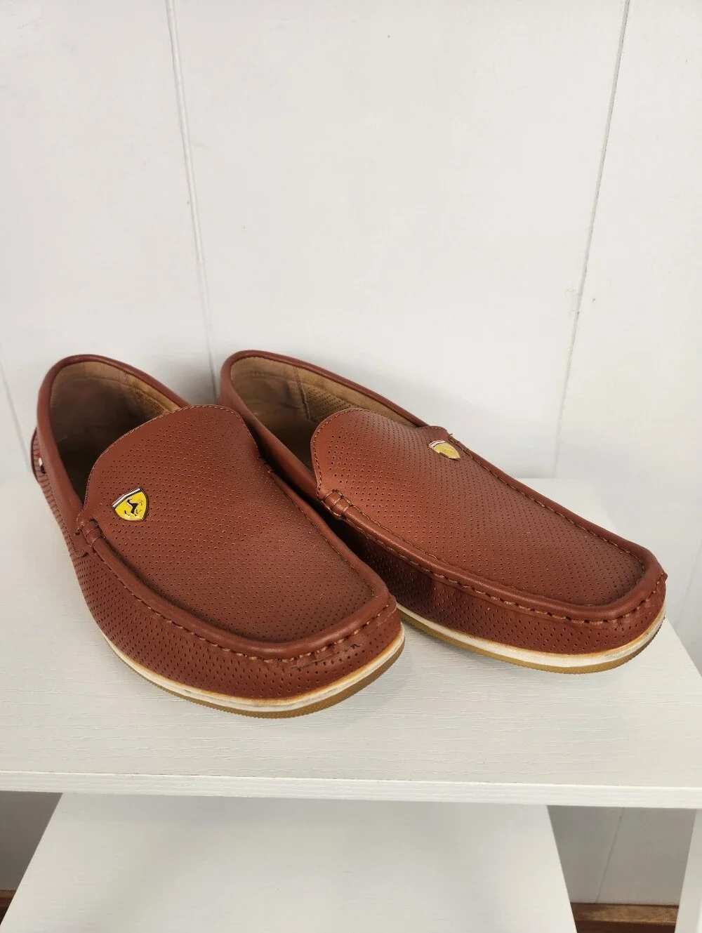 Bruno Marc Brown Perforated Driving Loafers Mens 11 Slip-On Boat Shoes Old Money